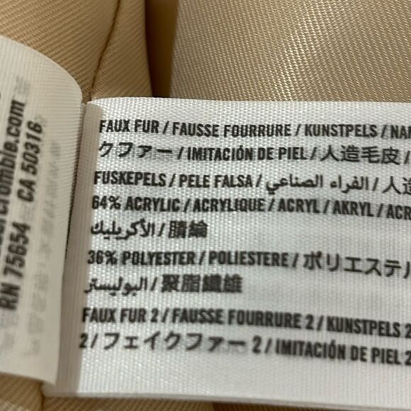 Abercrombie Mixed Fabric Teddy Coat - XL - Cream - Picture 10 of 10